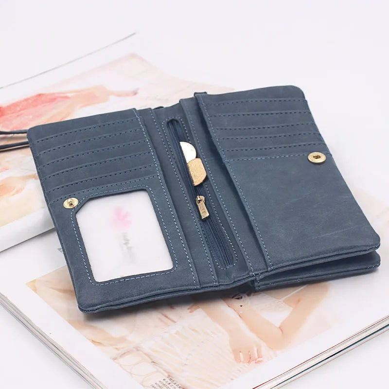 Leather Double-Zip Clutch Wallet