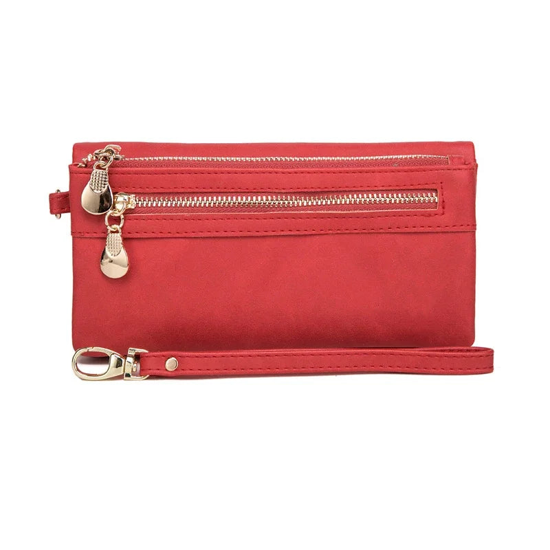 Leather Double-Zip Clutch Wallet